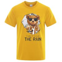 Make It Through The Rain Stuffed Bear Male Street Tshirts Cotton Tshirts Gildan