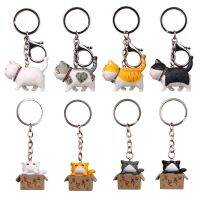 Cartoon Cat Shaped Keychain Women Men Creative Metal Animal Anime Keyrings For Couple Handbags Charms Kids Birthday Party Gifts