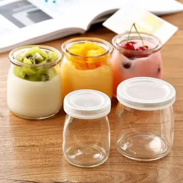 6PCS Yogurt Jars Clear Glass Pudding Jars With Lids Yogurt Glass Jar  Container