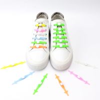 【HOT】ஐ 12 Pcs Silicone Shoelaces Elastic Shoe Laces Sneakers Night Fluorescent Rubber Lazy Shoelace Accessories