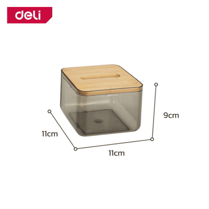 deli-กล่องทิชชู่แบบใส-กล่องใส่ทิชชู่-กล่องกระดาษทิชชู่-กล่องทิชชู่ไม้ไผ่-แบบโปร่งใส-ขอบโค้งมน-แข็งแรง-ทนทาน-อุปกรณ์จัดเก็บ-tissue-box