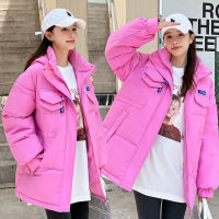 【cw】2022 Winter New Korean Style Large Size Cotton-Padded Coat Womens Mid-Length Hooded down Jacket Loose Thick Cotton Coat Jacket ！
