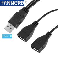 Hannord 1 Male Plug To 2 Female Socket USB 2.0 Extension Data Cable Power Adapter Converter Y Splitter USB 2.0 Cable 30cm