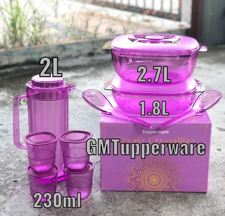 TUPPERWARE CRYSTALLINE SERVING SET WITH WATERCOLOR PITCHER SET LIGHT