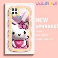 Jjlingji เคสสำหรับ OPPO A15 A15s A35 4G เคส3D ลายการ์ตูนน่ารักเฮลโลคิตตี้ดีไซน์ใหม่ขอบคลื่นนุ่มเคสมือถือกันกระแทกแบบใสสร้างสรรค์เคสโปร่งใสลายกล้องถ่ายรูปซิลิกาเจลฝาครอบป้องกัน