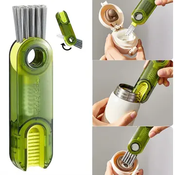 3 in 1 Multifunctional Cleaning Brush,Multi-Functional Insulation Cup Crevice  Cleaning Tools,Multipurpose Bottle Gap Cleaner Brush,3 in 1Cup Lid Cleaning  Brush Set,Home Kitchen Cleaning Tools Gray