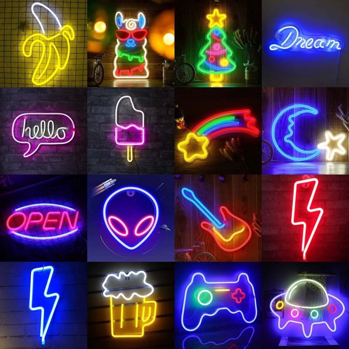Ship within 24 Hour】LED Neon Sign Hanging Light Wall Decor Acrylic Material  Decorative Neon USB Powered Party Christmas Bedroom Bar Portable