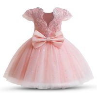 【CW】 Evening Dresses Floral Costume Kids Birthday Bow Gown Clothing 1 2 3 4 5 Yrs Vestidos