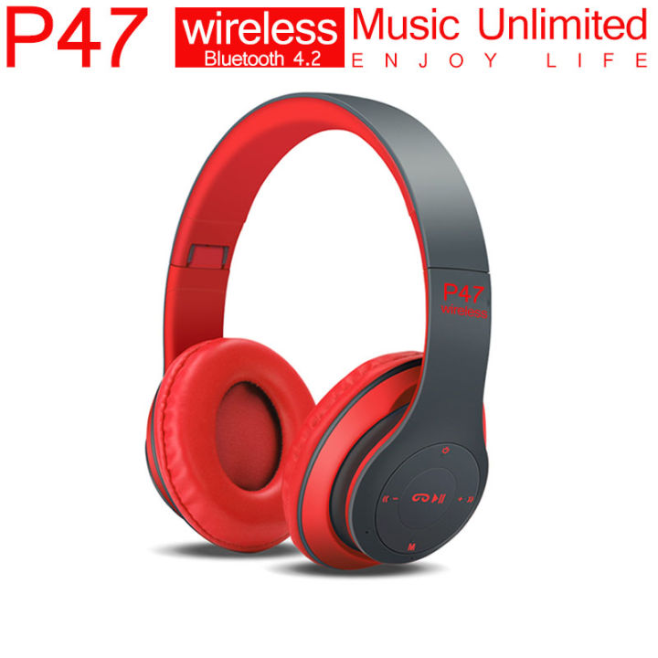 ซื้อ-1-แถม-1-หูฟังบลูทูธ-p47-เสียงดี-wireless-bluetooth-stereo-headset-หูฟังบลูธูทไร้สาย-ของแท้-100