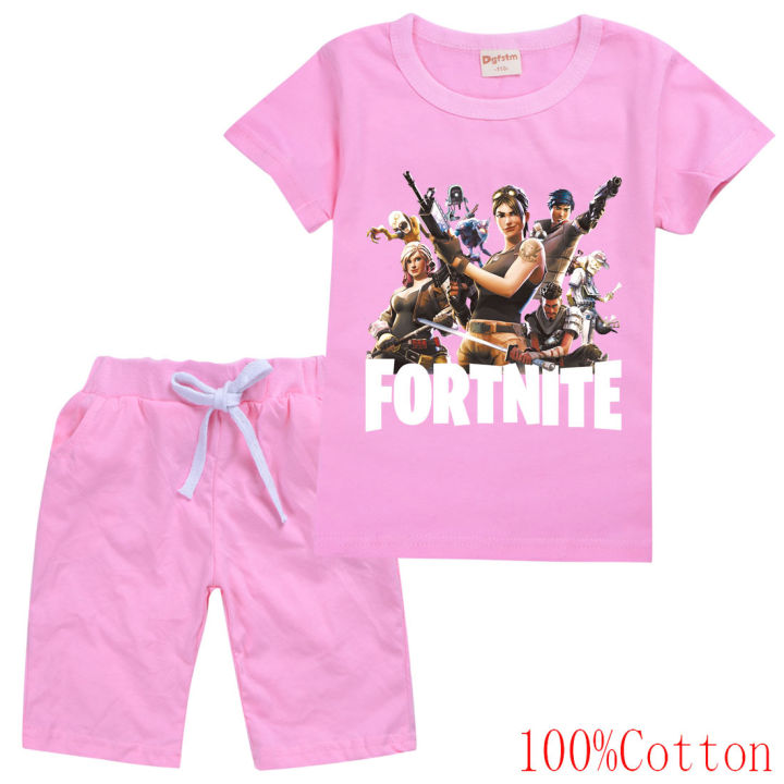 fortnites-เสื้อยืดชุดสาวเด็กแขนสั้นเสื้อทีกางเกงขาสั้น8256บุคลิกภาพเสื้อยืดสันทนาการการ์ตูนกางเกงขาสั้นแฟชั่นใหม่เกาหลี