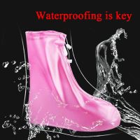 Women Men Boots Waterproof Shoe Cover Fashion Silicone Non-slip Rain Boots Cover Girls Student Outdoor Thicker Shoes Protectors Shoes Accessories