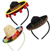 18ชิ้น Cinco De Mayo Fiesta อุปกรณ์ปาร์ตี้หมวกเม็กซิกัน Sombrero Headbands หมวกกับแว่นตากระดาษ Dia De Muertos เทศกาล