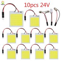 10pcs Truck Interior Panel Reading Light Car Led COB 48 SMD LED White T10 BA9S C5W Festoon 24V