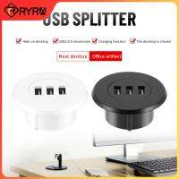 RYRA 3-in-1 USB 2.0 Hub Desktop Embedded HUB Hub Computer Desk One Drag Three Splitter White USB2.0 Read Data Line Splitter