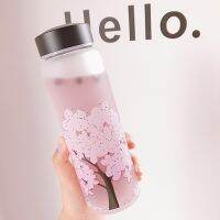 ✶✲❈ 420/600/1000ML New Cherry Gradient Color Glass Water Bottle Cute Fashion Sport Drink Bottles Gift Cups for Kids Girl Student