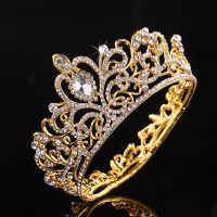 KMVEXO Full Round Crystal Rhinestone Wedding Tiaras Bridal Hair Accessories Kids Crown for Cake Topper Festival Party Prom Gift