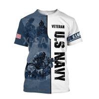 USA ธงทหารผ่านศึกกองทัพเรืออีเกิ้ลชายเสื้อยืด 3D พิมพ์ชาย / หญิงเสื้อฮาราจูกุเสื้อยืด XS-5XL