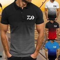 Daiwa Summer Mens Short Sleeve Polo Shirts Sport Wear Gradient Color Breathable Outdoor Running Golf Polo Tee