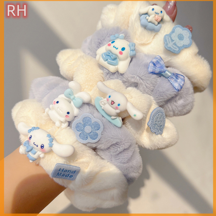 ranghe-sanrio-cinnamoroll-ที่มัดหนังยางเชือกห่วงรัดผมยางรัดผมผ้าโพกศรีษะยืดอุปกรณ์เสริมกำมะหยี่น่ารักหวานอเนกประสงค์