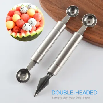 1pc Pink Stainless Steel Double-ended Melon Ball Scoop For Fruit