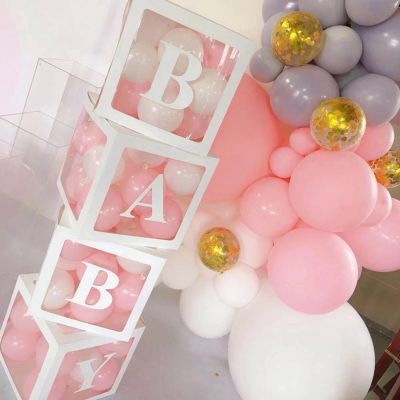 Baby Shower Box Custom Alphabet Name Transparent Letter Balloon Box 1st 2nd Birthday Wedding Party Decoration Baby Shower Kids Balloons