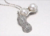 Fashionable Silver Plated metal Stunning 8-9mm Freshwater pearl Pendants Necklaces