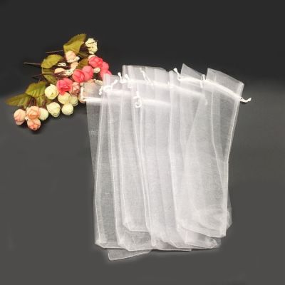50 Pcs White Drawstring Organza Folding Hand Fan Pouch Party Wedding Gift Bags 25mmx6mm