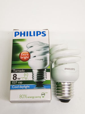 หลอดไฟเกลียวทอร์นาโด 8w ขั้ว E27 Philips (หลอดฟลูออเรสเซนต์)