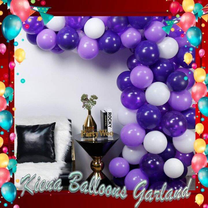 Kiena Purple and White Balloons, 100 pcs 12 Inch of Purple Balloons ...