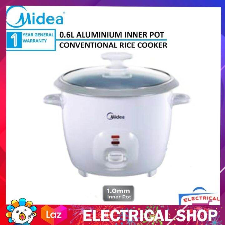 Midea MGGP06B Rice Cooker MGGP06B 0.6L (Glass Lid) Lazada