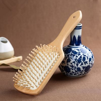【CC】 Wood Comb Hairbrush Scalp Paddle Cushion Hair Loss Styling Massage Car