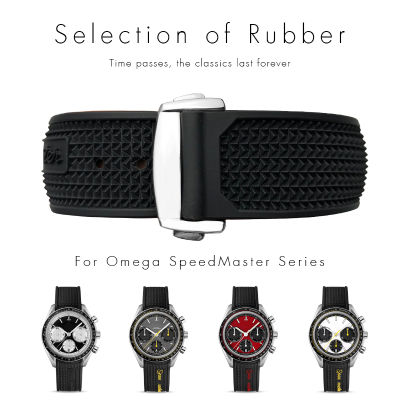 19mm 20mm 21mm 22mm Fashion Rubber Soft Watch Strap Black Watch Bands for Speedmaster Watch for Men celet