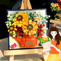 【Option World】ของเล่นตัวต่อ ตัวต่อดอกไม้ ทานตะวัน ดอกกุหลาบ เลโก้นาโน ช่อดอกไม้ ของขวัญให้แฟน ของขวัญวันเกิด ไม้