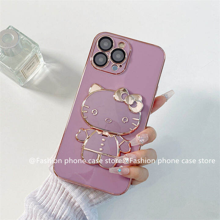 phone-case-เคส-tecno-camon-20-pro-19-pro-19-neo-camon-18-18t-18p-4g-5g-เคสชุบขนมลายการ์ตูน-hello-kitty-น่ารักพร้อมที่วางโทรศัพท์กระจกพกพา-tecno-camon19-camon20-pro-4g-5g-2023