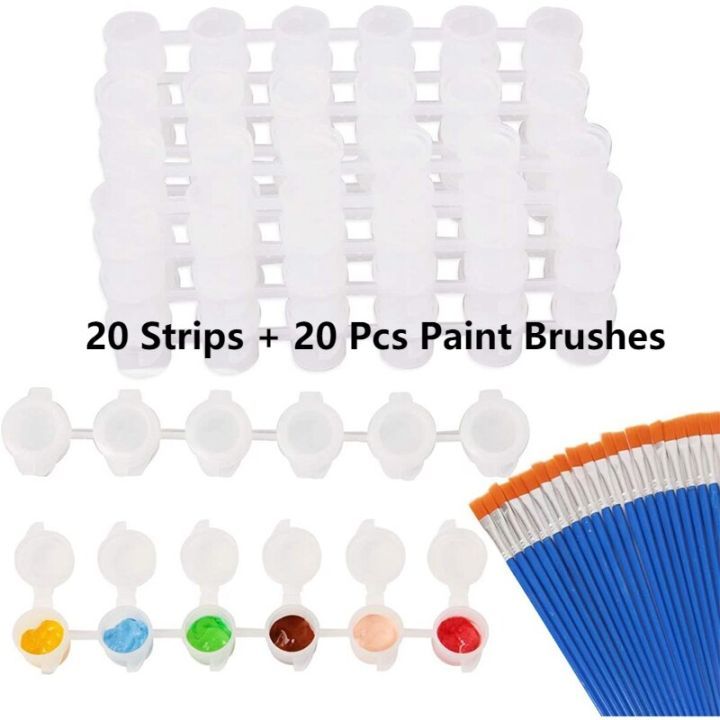 23new-24-strips-144-pots-empty-paint-strips-paint-cup-pots-clear-storage-containers-painting-arts-crafts-and-20-pcs-paint-brushes