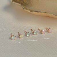 SissyJewelry // ต่างหูเงินแท้ รุ่น stud พลอย 4 mm (rosegold-plated)