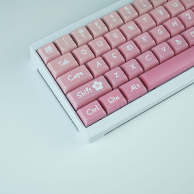 127 Keys PBT ข้อความเหมือนกับ5ด้านย้อมย่อยสีชมพูซากุระ XDA รายละเอียดหมวกที่สำคัญสำหรับเชอร์รี่ Gateron MX สวิทช์วิศวกรรม Gamer แป้นพิมพ์