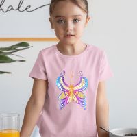 Butterfly Aesthetics Print Kids T-shirt Cute Sweetheart Girls Clothes Fashion Streetwear Summer Harajuku Europe Children T Shirt