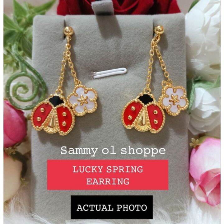 SOS vca lady bug 2 motif dangling earring with vca serial/stamp Lazada PH