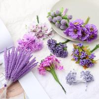 【cw】07090pcs Purple Mixed Hybrid Flower Cherry Stamen Berries Bundle DIY Cake Christmas Wedding Gift Wreaths Decor ！