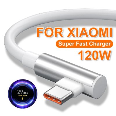 Original 120W 6A USB Super Fast Charger For Xiaomi Mi 12 11 POCO X5 X4 Pro Redmi Note 8 9 10 11 90 Degree Type C Charging Cable