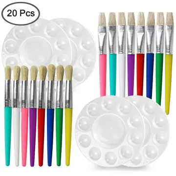 Paint Tray Palette, 16PCS Round Plastic Paint Pallets with 10PCS