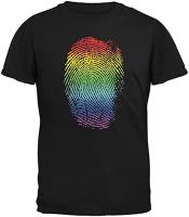 LGBT Gay Pride Rainbow Thumbprint Black Adult T-Shirt