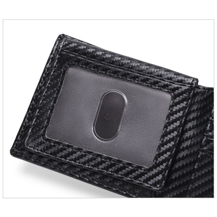 กระเป๋าเงินคาร์บอนไฟเบอร์สีดำ-กระเป๋าใส่เงินมีช่องใส่บัตรหลายช่องพร้อมกระเป๋าสตางค์ใส่บัตรสำหรับผู้ชาย