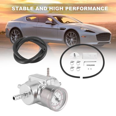 Universal Car Adjustable Fuel Pressure Regulator with Gauge Silver