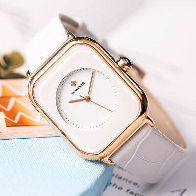 WWOOR Watch For Women Luxury Brand Fashion Rectangle Exquisite Quartz Wristwatch Ladies Waterproof Leather Mesh Belt Dress Clock