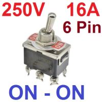 สวิทช์โยก 2 ทาง 6 ขา 16A 250V E-TEN 1321 6Pin DPDT 6 Feet 2 Gear Toggle Switch ON - ON สินค้าพร้อมส่ง