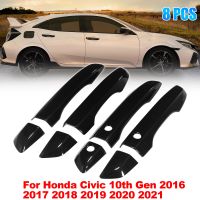 X Autohaux ฝาที่จับขอบประตูด้านนอก8ชิ้นพร้อมช่องใส่กุญแจสำหรับ Honda Civic 10Th Gen 2016 2017 2018 2019 2020 2021