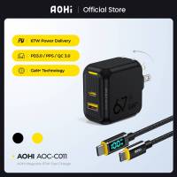 AOHI Magcube 67W USB C ที่ชาร์จ GaN + ที่ชาร์จชาร์จเร็ว Type C ความเร็วสูงที่ชาร์จสำหรับไอโฟนโทรศัพท์14 Pro Max 13 12 Series และอีกมากมาย