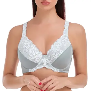 NWT Curve Muse Unlined Minimizer Wirefree Bra with Embroidery Lace